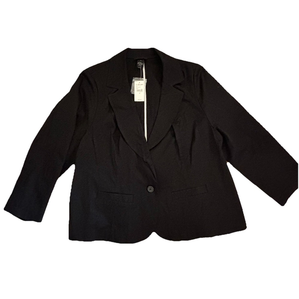 Lane Bryant Blazer Jacket Black Button Career Shoulder Pads Size 20 NWT MSRP $69